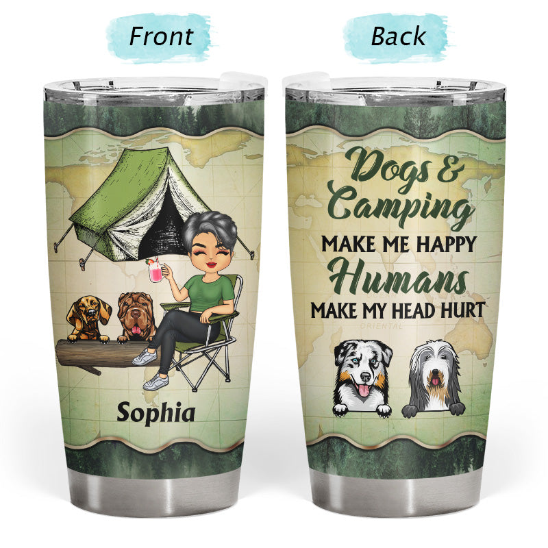 A Girl Her Dog & Her Camper Forest - Camping Gift - Personalized Custom Tumbler