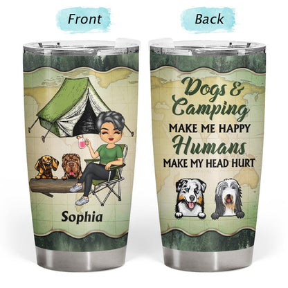 A Girl Her Dog & Her Camper Forest - Camping Gift - Personalized Custom Tumbler