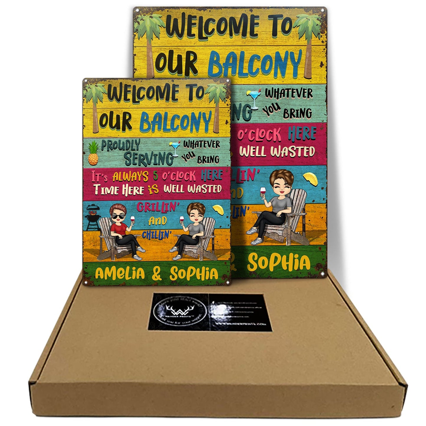 Patio Welcome Grilling Proudly Serving Whatever You Bring - Backyard Sign - Personalized Custom Classic Metal Signs