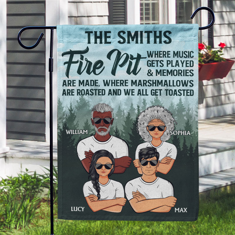 Campfire Family And Marshmallows Get Toasted Camping - Gift For Family - Personalized Custom Flag