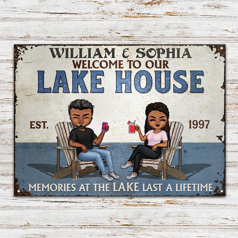 Lake House Memories At The Lake Last A Lifetime - Personalized Custom Classic Metal Signs