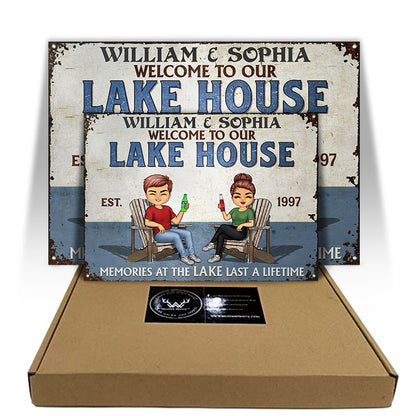 Lake House Memories At The Lake Last A Lifetime - Personalized Custom Classic Metal Signs