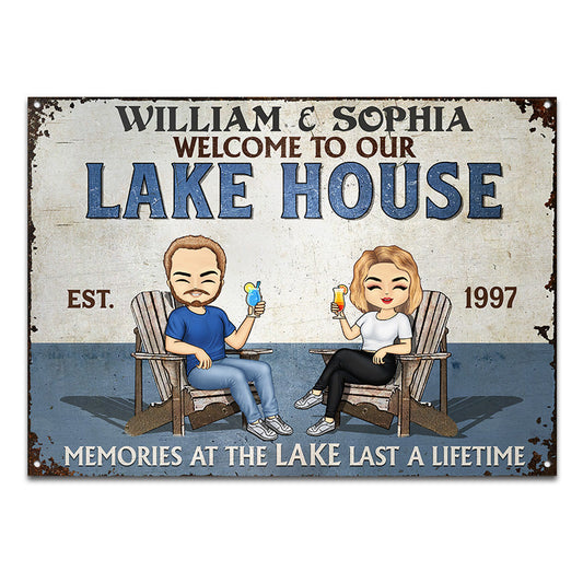 Lake House Memories At The Lake Last A Lifetime - Personalized Custom Classic Metal Signs