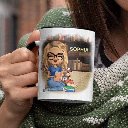 A Girl Who Loves Books Reading - Reading Gift - Personalized Custom Accent Mug