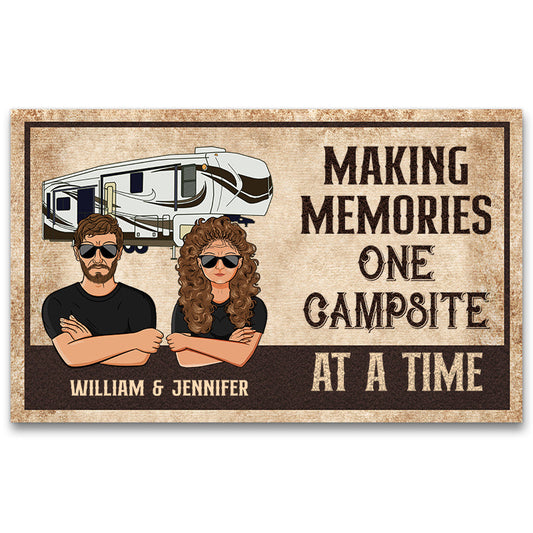 Making Memories One Campsite At A Time Camping - Couple Gift - Personalized Custom Doormat