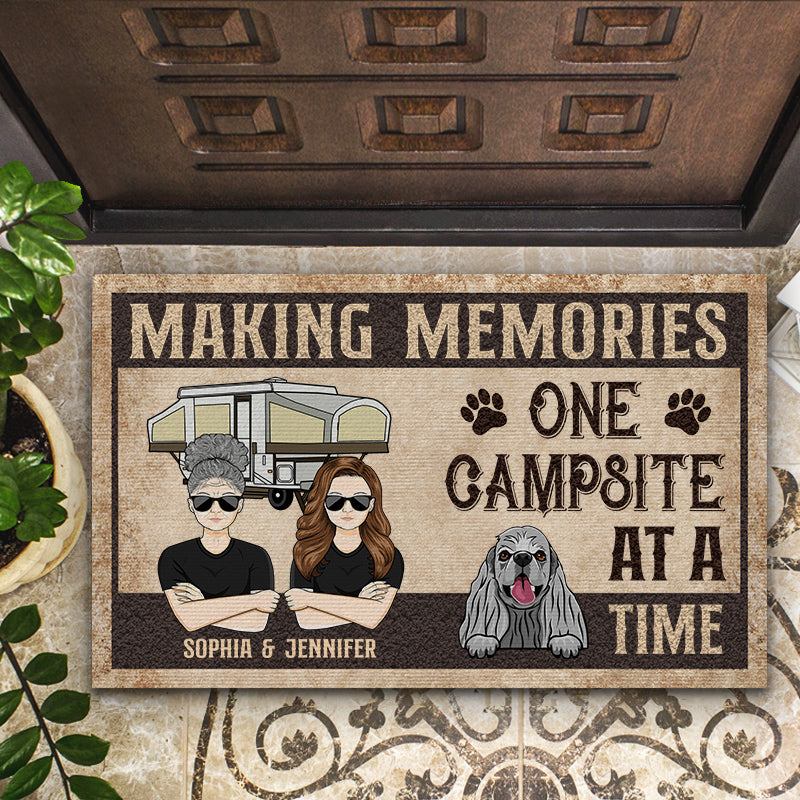 Making Memories One Campsite At A Time Camping Dog Lovers - Couple Gift - Personalized Custom Doormat