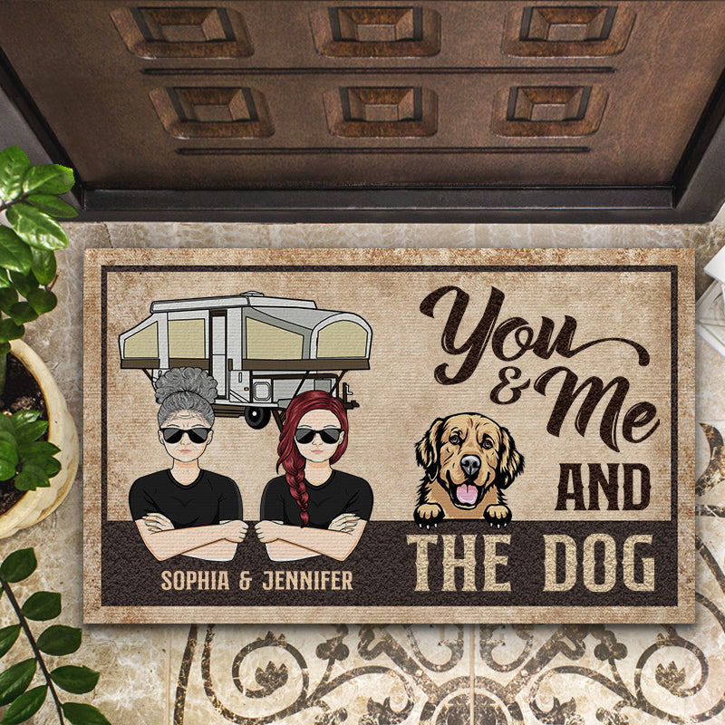 You And Me And The Dogs Camping Dog Lovers - Couple Gift - Personalized Custom Doormat