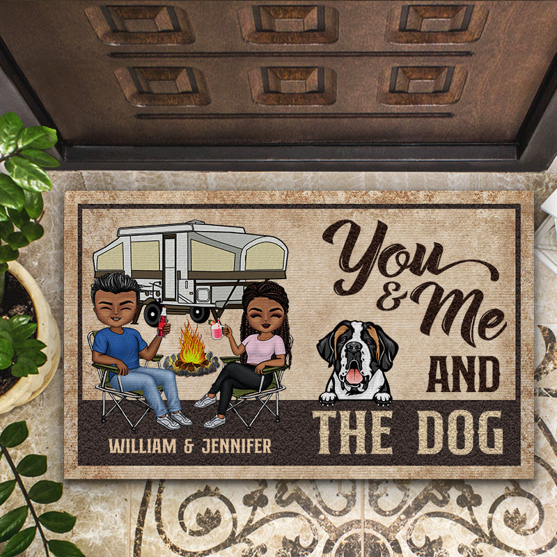 You And Me And The Dogs Husband Wife Camping - Couple Gift - Personalized Custom Doormat