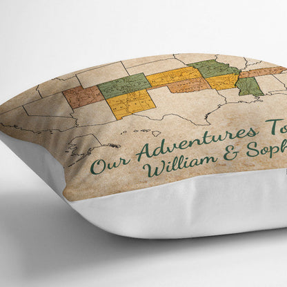 Our Adventures Together Camping Traveling - Couple Gift - Personalized Custom Pillow