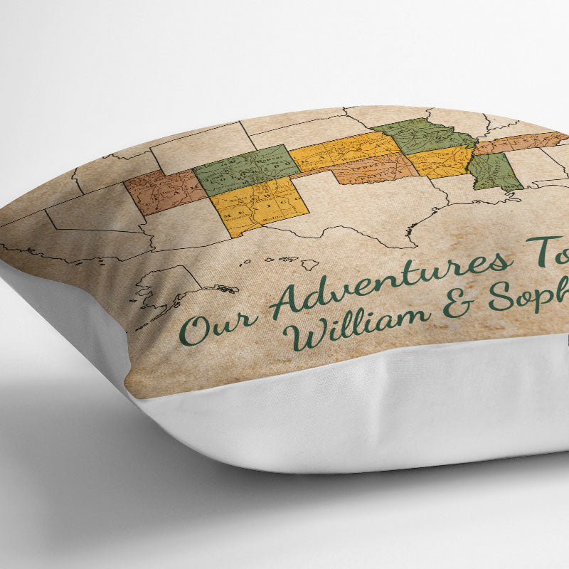 Our Adventures Together Camping Traveling - Couple Gift - Personalized Custom Pillow