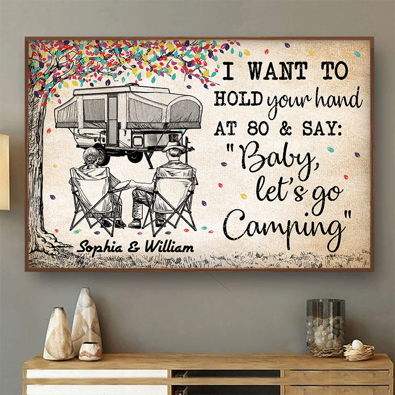 Baby Let's Go Camping Old Couple - Camping Gift - Personalized Custom Poster