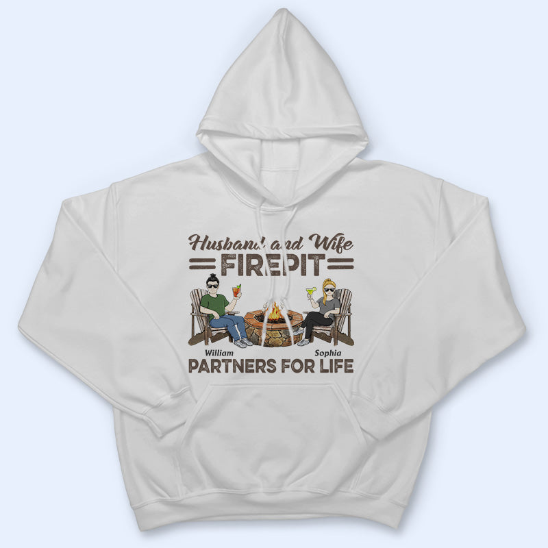 Firepit Partners For Life Husband Wife Camping Couple - Personalized Custom T Shirt