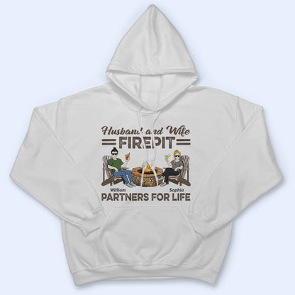 Firepit Partners For Life Husband Wife Camping Couple - Personalized Custom T Shirt
