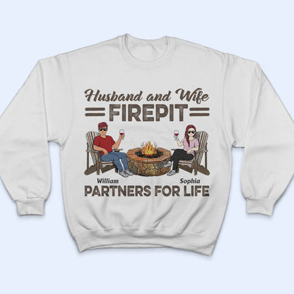 Firepit Partners For Life Husband Wife Camping Couple - Personalized Custom T Shirt