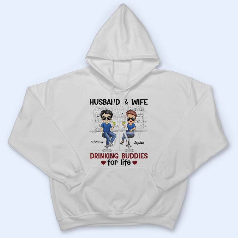 Husband And Wife Drinking Buddies For Life Chibi - Married Couple - Personalized Custom T Shirt