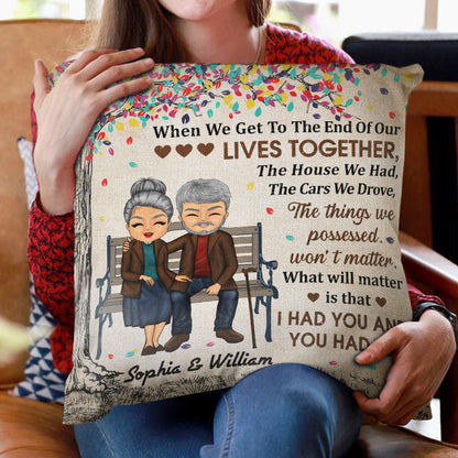 When We Get To The End Old Couple Chibi - Couple Gift - Personalized Custom Pillow