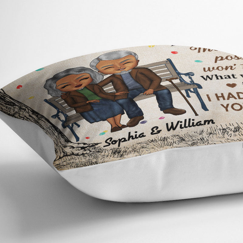 When We Get To The End Old Couple Chibi - Couple Gift - Personalized Custom Pillow