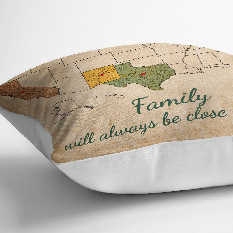Side By Side Or Miles Apart - Family Gift - Personalized Custom Pillow