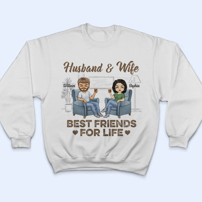 Husband Wife Best Friends For Life - Couple Gift - Personalized Custom T Shirt