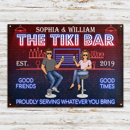 Proudly Serving Whatever You Bring Husband Wife - Couple Gift - Personalized Custom Classic Metal Signs