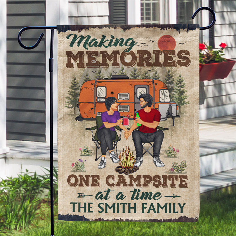 Camping Couple Making Memories One Campsite At A Time - Gift For Couples - Personalized Custom Flag