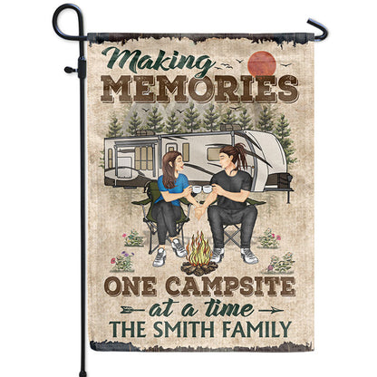 Camping Couple Making Memories One Campsite At A Time - Gift For Couples - Personalized Custom Flag