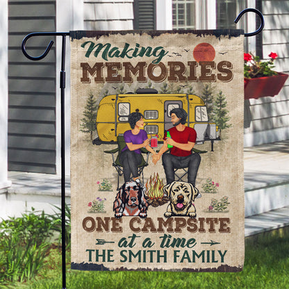 Camping Couple Making Memories One Campsite At A Time - Gift For Dog Lovers - Personalized Custom Flag