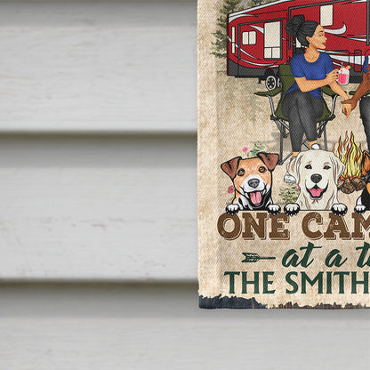 Camping Couple Making Memories One Campsite At A Time - Gift For Dog Lovers - Personalized Custom Flag