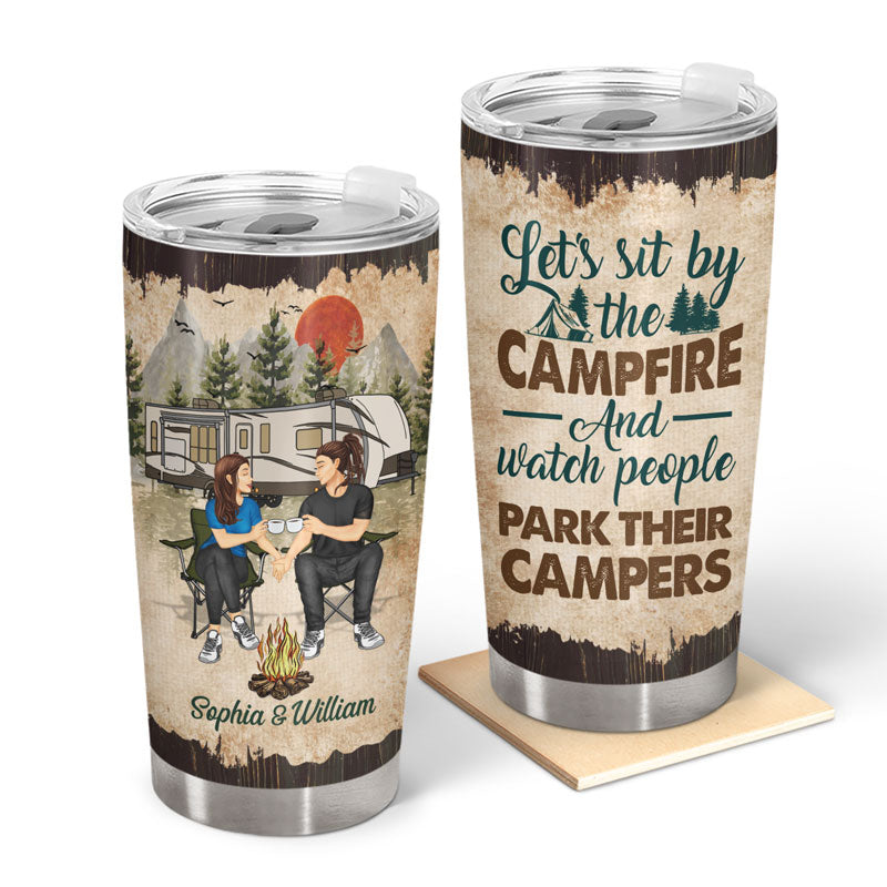 Camping Couple Let's Sit By The Campfire - Gift For Couples - Personalized Custom Tumbler