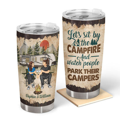 Camping Couple Let's Sit By The Campfire - Gift For Couples - Personalized Custom Tumbler