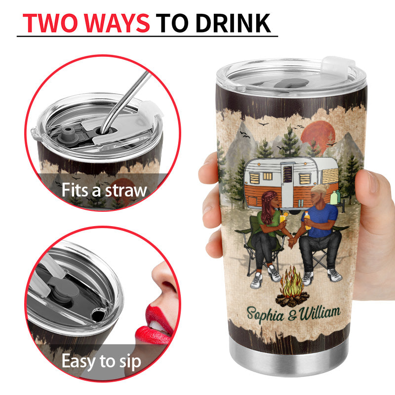 Camping Couple Let's Sit By The Campfire - Gift For Couples - Personalized Custom Tumbler