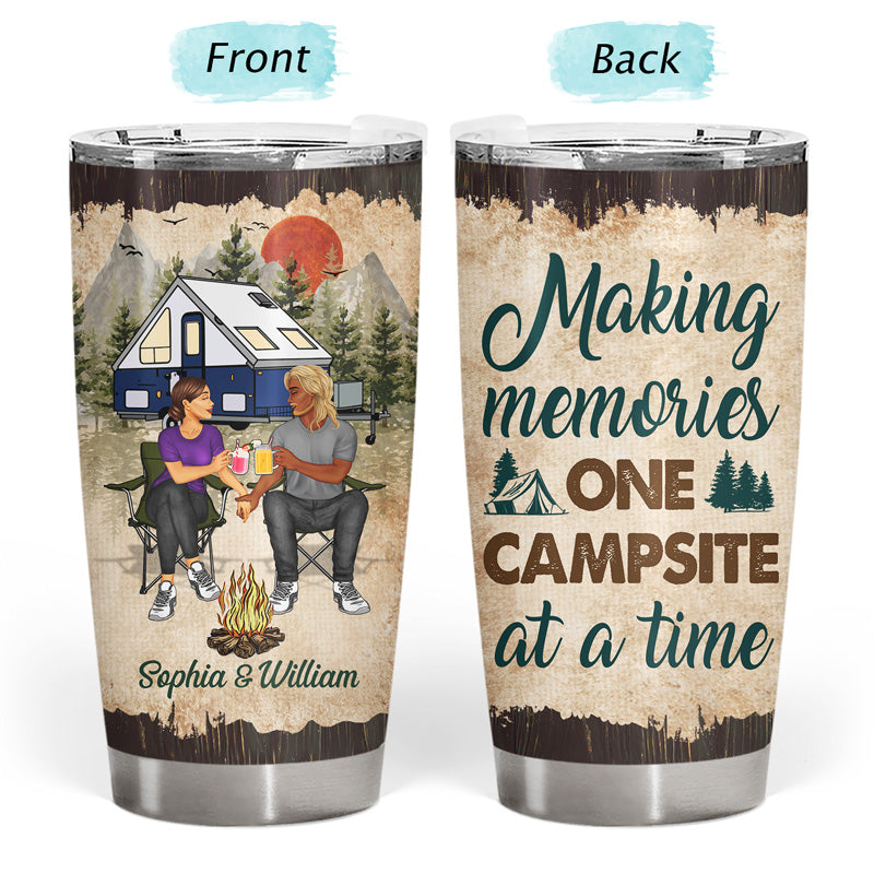 Camping Couple Let's Sit By The Campfire - Gift For Couples - Personalized Custom Tumbler