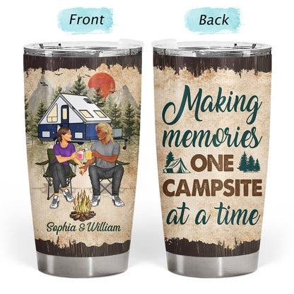 Camping Couple Let's Sit By The Campfire - Gift For Couples - Personalized Custom Tumbler