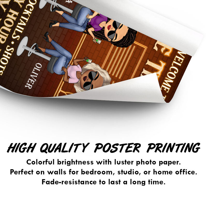 Home Bar Every Hour Is Happy Hour Chibi Husband Wife - Couple Gift - Personalized Custom Poster
