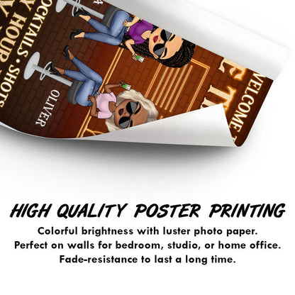 Home Bar Every Hour Is Happy Hour Chibi Husband Wife - Couple Gift - Personalized Custom Poster