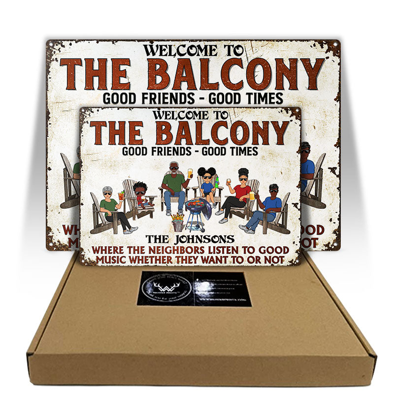 Patio Bar Grilling Listen To Good Music Family - Backyard Sign - Personalized Custom Classic Metal Signs