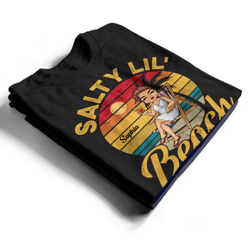 Salty Lil Beach Chibi Girl Retro - Gift For Women - Personalized Custom T Shirt