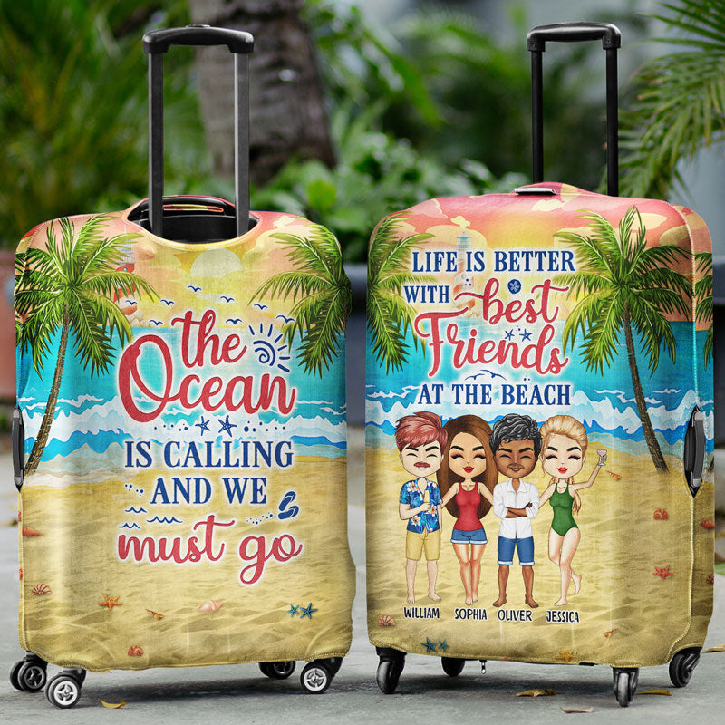 Beach Best Friends Beaches Booze Besties - Gift For BFF - Personalized Custom Luggage Cover