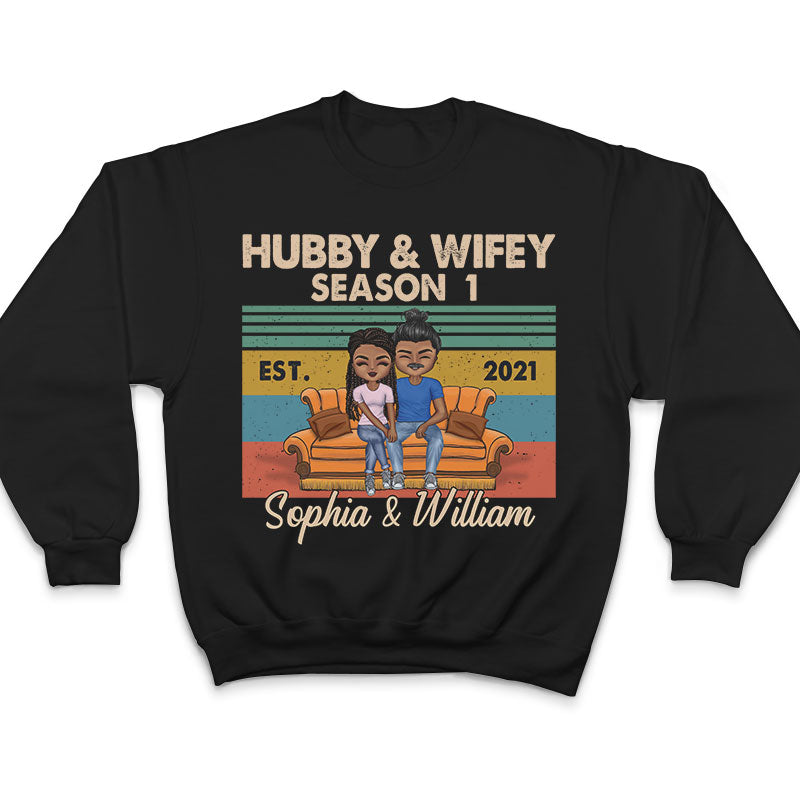 Hubby And Wifey Season Married Retro - Gift For Couple - Personalized Custom T Shirt