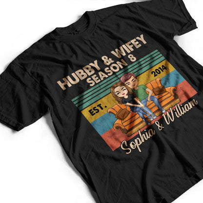 Hubby And Wifey Season Married Retro - Gift For Couple - Personalized Custom T Shirt