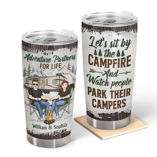 Camping Couple Adventure Partners For Life - Couple Gift - Personalized Custom Tumbler