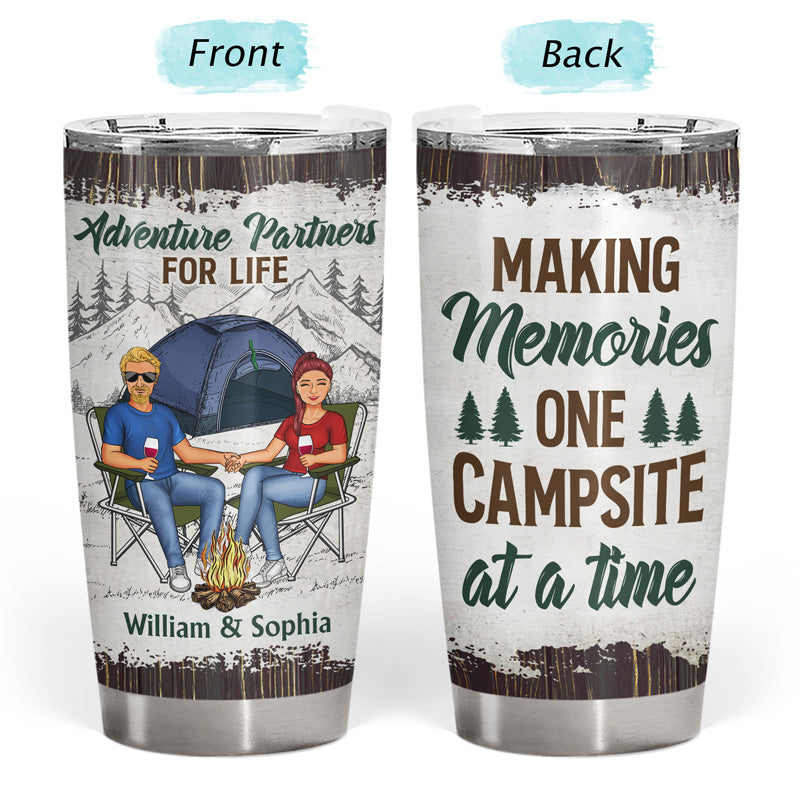 Camping Couple Adventure Partners For Life - Couple Gift - Personalized Custom Tumbler