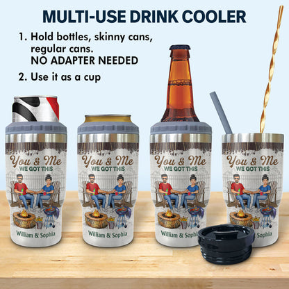 Grilling Family Couple Husband And Wife Drinking Buddies For Life - Couple Gift - Personalized Custom Triple 3 In 1 Can Cooler