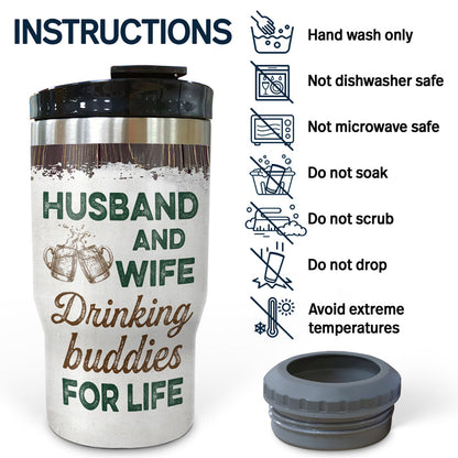 Grilling Family Couple Husband And Wife Drinking Buddies For Life - Couple Gift - Personalized Custom Triple 3 In 1 Can Cooler