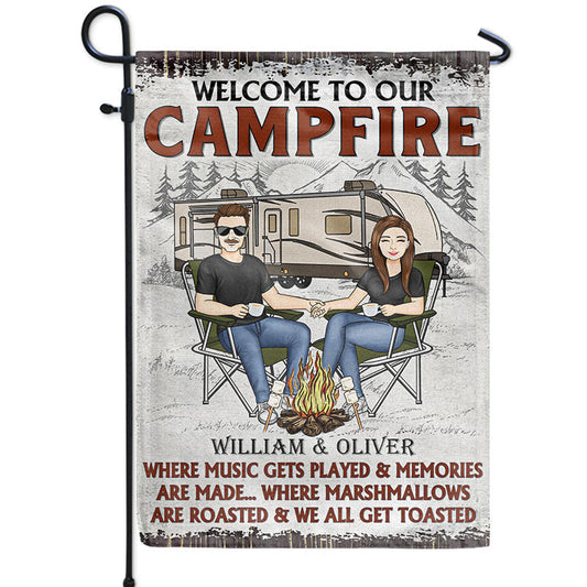 Camping Family Couple Where Music Gets Played And Memories Are Made - Gift For Couples - Personalized Custom Flag