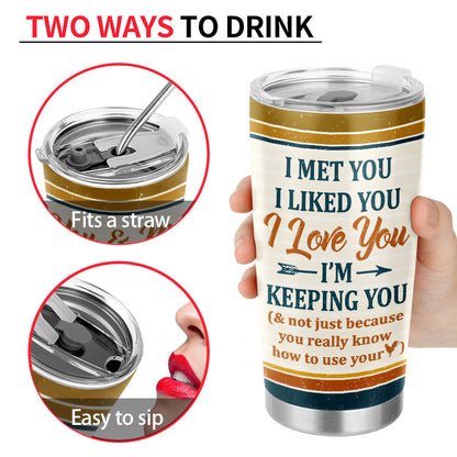 Love You More The End I Win Chibi Retro - Gift For Couples - Personalized Custom Tumbler