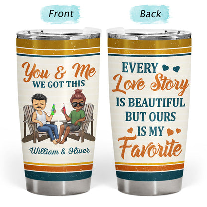 Love You More The End I Win Chibi Retro - Gift For Couples - Personalized Custom Tumbler