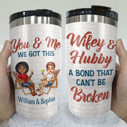 Husband & Wife Drinking Buddies For Life - Couple Gift - Personalized Custom Triple 3 In 1 Can Cooler