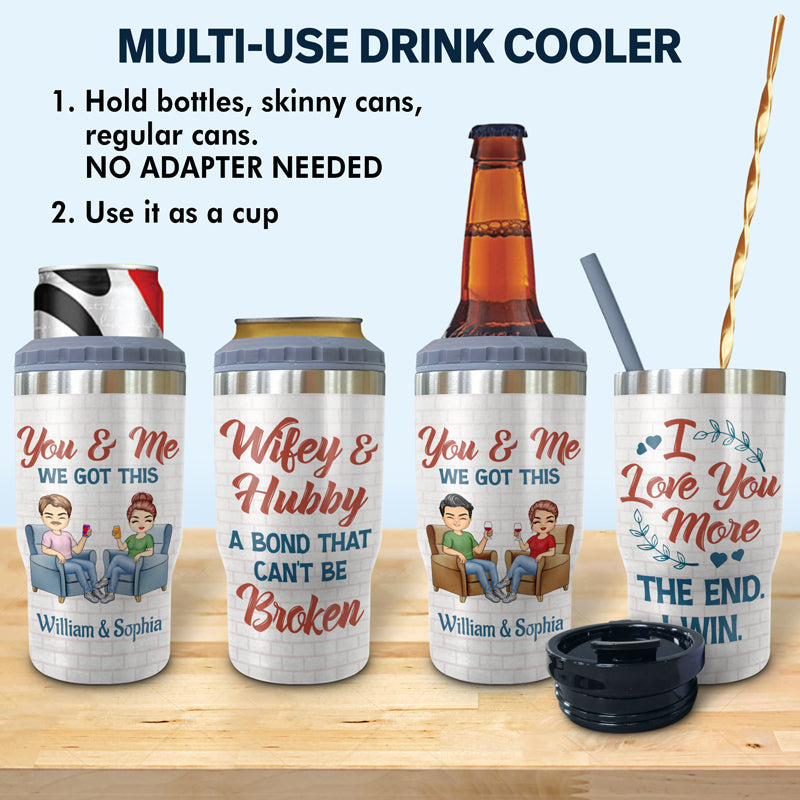 Husband & Wife Drinking Buddies For Life Sofa - Couple Gift - Personalized Custom Triple 3 In 1 Can Cooler