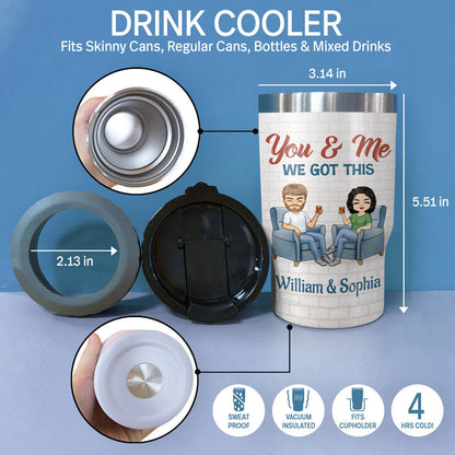 Husband & Wife Drinking Buddies For Life Sofa - Couple Gift - Personalized Custom Triple 3 In 1 Can Cooler